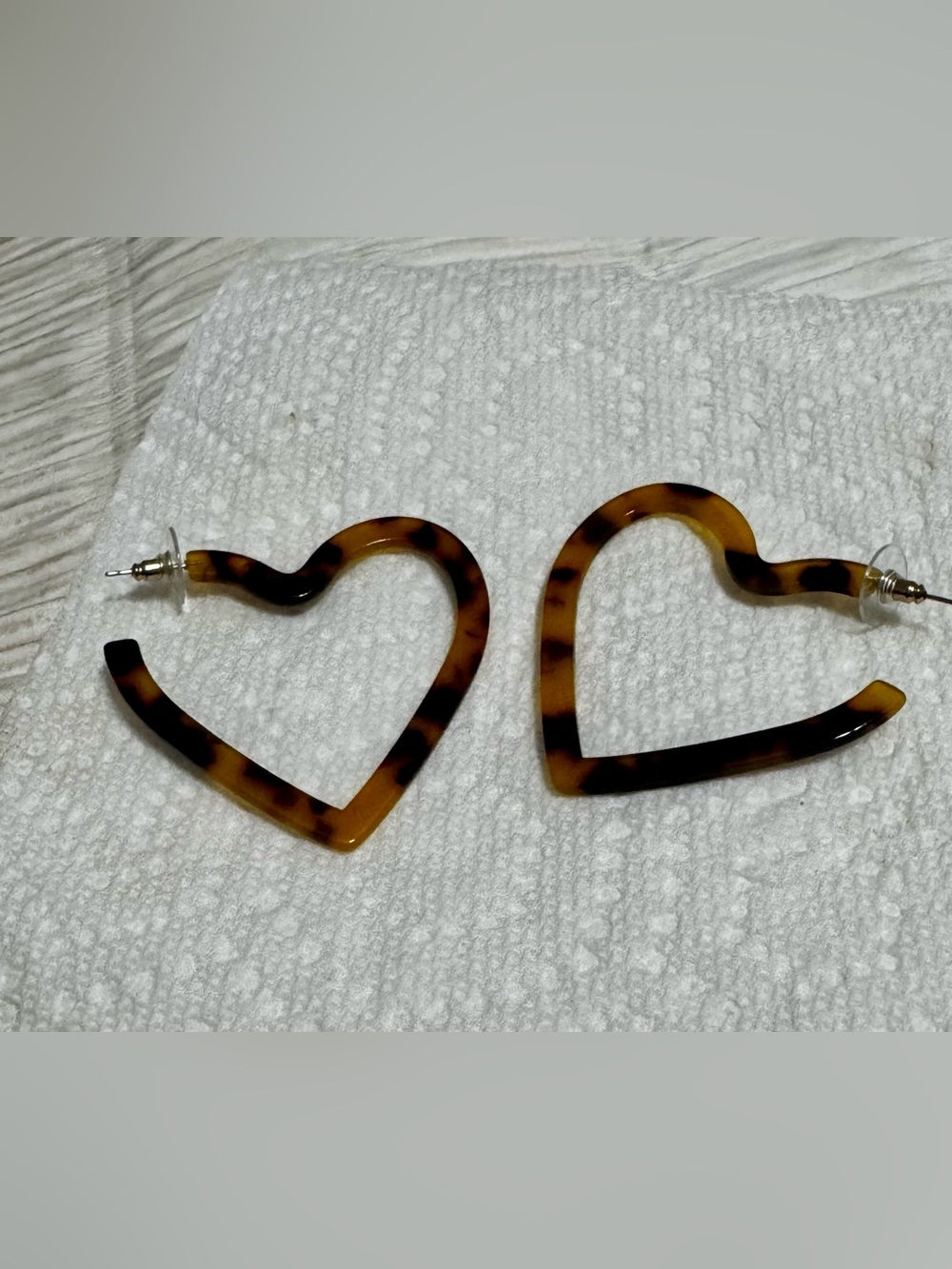 H&M Tortoiseshell Heart Hoop Earrings - Brown